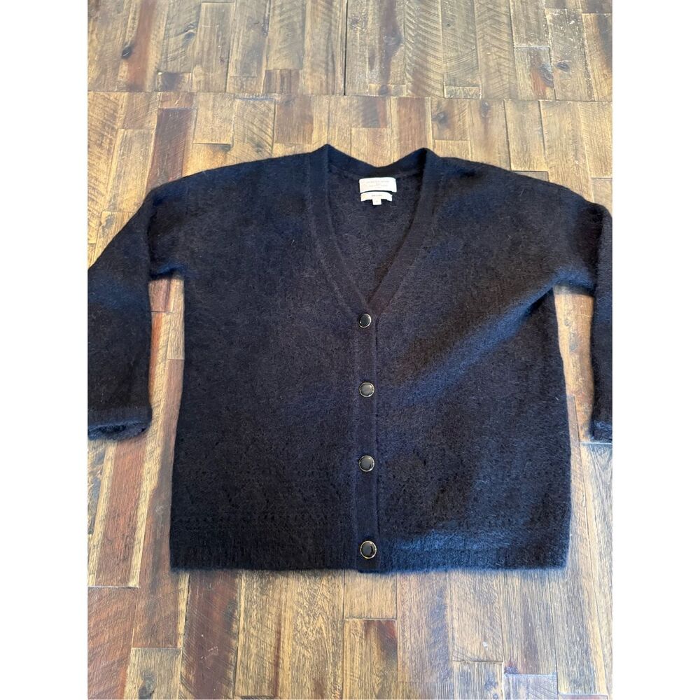 La Maille Sezane Paris luxury black cardigan size small super kid mohair